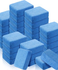 Blue 32 Pack Microfiber Applicator Pads For Car Detailing Soft Foam Buffing Sponges Pro Grade Ideal For Wax Ceramic Coating Polish Reusable Washable Car Care Tools, stacked rectangular pads