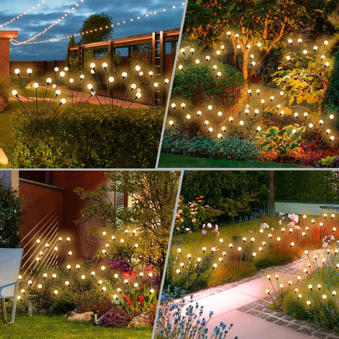 80 LED Solar Outdoor Lights 10 Pack Waterproof Garden Decor For Patio Lawn Firefly Style Warm White Glow Lit Backyard Ambience