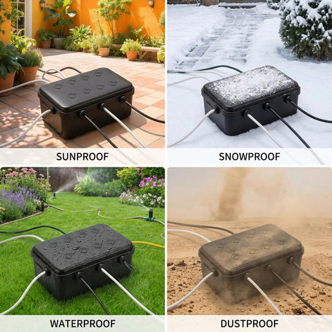 Heavy Duty Outdoor Electrical Box Enclosure 2 Pack Waterproof GFCI Adapter Cover For Power Strips And Extension Cords Built Like A Tank To Give You Rock Solid Weather Protection Always in various weather conditions.