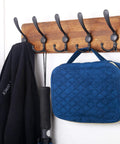 Rustic Wall Mounted Coat Rack With 16 Inch Stud Spacing Pine Real Wood Plank 5 Triple Hooks Farmhouse Wall Hanger holding items