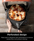 Woodfire Outdoor Perforated Pizza Peel, Lightweight Aluminum, Perforated Design to Shake Off Flour and Prevent Dough Sticking, Compatible With OO100 Series Outdoor Ovens, Gray and Black