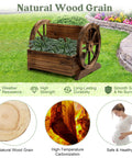 Wooden Wagon Planter Box With Wheels For Indoor And Outdoor Patio Garden Decor Ideal For Flowers Herbs Vegetables And Succulents