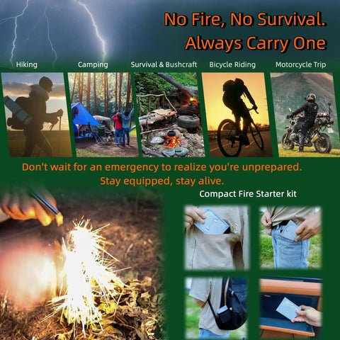 Survival Fire Starter Kit With Ferro Rod And Magnesium Fire Starter, Compact Stove featured for outdoor activities.