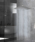 High Flow 12 Inch Rain Shower Head With Stainless Steel Square Waterfall Design For Full Body Coverage in wall-mounted setup
