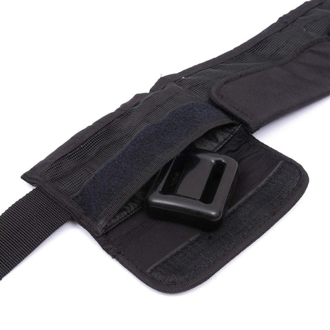 Close-up of 4 Pocket Neoprene Scuba Weight Belt With Quick Release Buckle For 32 To 52 Inch Waists Adjustable Heavy Duty With Pocket Open