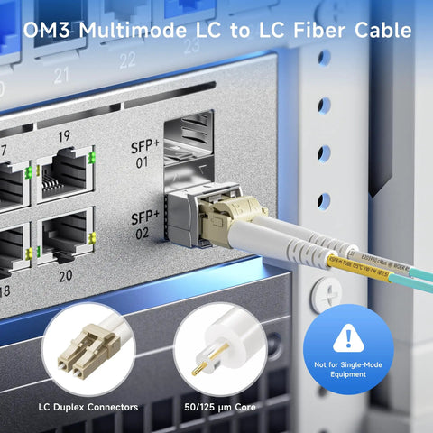 Heavy Duty Om3 Lc To Lc Plenum Fiber Optic Cable 16 Foot 5 Meter Duplex connecting network equipment with LC duplex connectors.