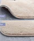 Before and after using 10 Pack Rug Grippers Non Slip Pads For Hardwood Floors Keep Rugs From Curling And Slipping Instantly