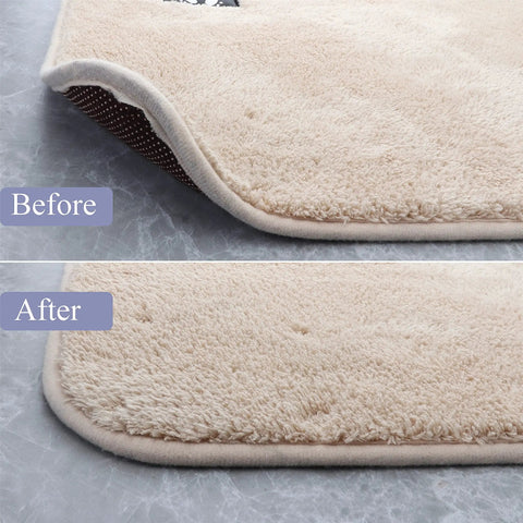 Before and after using 10 Pack Rug Grippers Non Slip Pads For Hardwood Floors Keep Rugs From Curling And Slipping Instantly