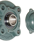 UCFC Series Light Duty Piloted Flange Ball Bearing Unit With Four Bolt Holes Setscrew Lock Regreasable Cast Iron Housing.