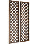 Wood Trellis Wall Hanging For Climbing Plants, Large Outdoor Garden Lattice Panels In Brown, Set Of Two, decorative screen
