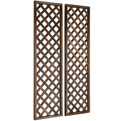 Wood Trellis Wall Hanging For Climbing Plants, Large Outdoor Garden Lattice Panels In Brown, Set Of Two, decorative screen
