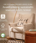 Glider Recliner With USB Charging And Electronic Control For Nursery, 270 Degree Swivel, Almond Teddy Loop Fabric, Greenguard Gold Certified