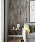 Living room with Extra Thick Concrete Wallpaper Peel And Stick Roll 15.7 Inch Wide By 354 Inch Long Waterproof Self Adhesive Cement Texture