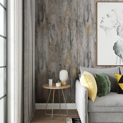 Living room with Extra Thick Concrete Wallpaper Peel And Stick Roll 15.7 Inch Wide By 354 Inch Long Waterproof Self Adhesive Cement Texture