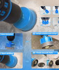 Tile hole saw kit, 16-piece blue diamond drill bits for tiles and ceramic (6–65 mm) front view