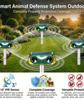 4 Pack Solar Ultrasonic Animal Repeller With Motion Sensor And LED Strobe Light, waterproof yard posts around garden