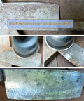 5 Inch No Hole Sanding Discs Set, 30 Pieces, 10 Grits From 240 To 3000, 3 Discs Each, Wet Dry Sandpaper For Random Orbital Sanders, Aluminum Oxide, Durable Finish And Polishing used on metal surface, showing rust removal and polished result.