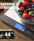 Big Ol Digital Kitchen Scale 44Lb/20Kg With 1g/0.1oz Precision, extra large platform weighing bowl of strawberries and blueberries