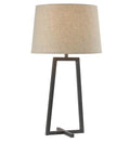 Tall Mid Century Modern Table Lamp With Oil Rubbed Bronze Finish And Open Frame, Tapered Oatmeal Drum Shade, 28 Inch Height