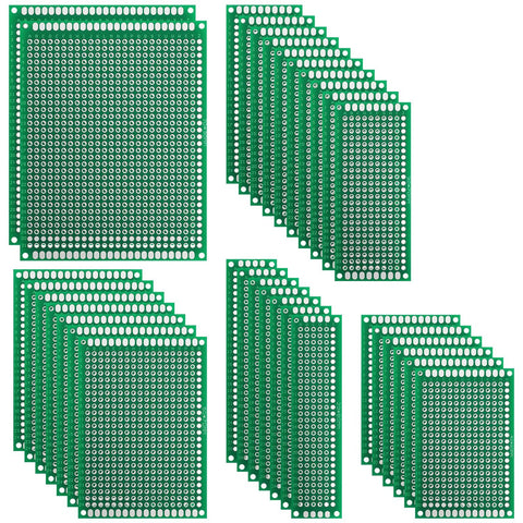 Double Sided PCB Board Prototype Kit For DIY Soldering With 32 Pieces In Five Sizes including pre-tinned hole boards