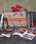 Knife Making Kit For DIY Dudes Includes Shawnee Skinner Blade, Maple Handle, Leather Sheath, Brass Bolsters, Step By Step Guide.