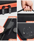 Heavy Duty Chainsaw Chain Storage Case Organizer For 6 To 12 Chains And File Kit Accessories with zipper, handle, velcro, and EVA material close-up