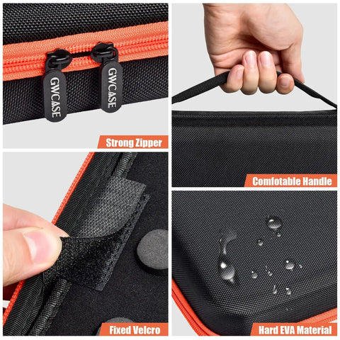 Heavy Duty Chainsaw Chain Storage Case Organizer For 6 To 12 Chains And File Kit Accessories with zipper, handle, velcro, and EVA material close-up