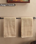 Adjustable Bronze Towel Bar 15 To 24 Inches, Wall Mounted Towel Rack For Bathroom, Oil Rubbed Finish with two towels shown
