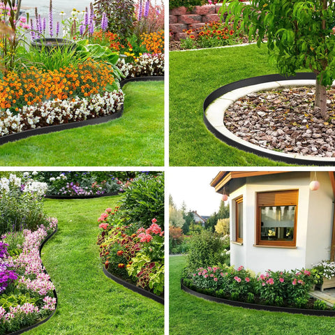 Flexible No Dig Landscape Edging Kit With 100 Ft Border And 100 Upgrade Stakes One Point Five Inch Tall Plastic Garden Border