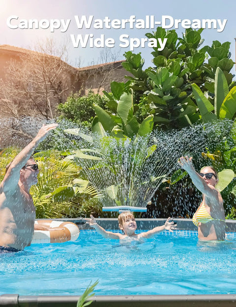 Whale Tail Pool Fountain Sprinkler For Above Ground And In Ground Pools With Adjustable Wide Waterfall Spray For Chill Vibes And Cooling, 10 To 20 Degrees, Gray