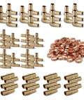 Image showing Half Inch PEX Fittings Bundle 220 Pack With 22 Elbows 22 Tees 22 Couplings And 154 Crimp Rings For PEX To PEX Plumbing Connections Stress Corrosion Cracking Resistant And DIY Friendly Built To Last