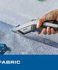 Dremel 4V Cordless Electric Scissors With USB Rechargeable Battery And Two Sharp Hssc Blades For Cutting Cardboard Fabric And Paper Effortlessly Ideal For Home Diy Tasks And Crafting Projects Made Easy In One Hand, cutting patterned fabric.