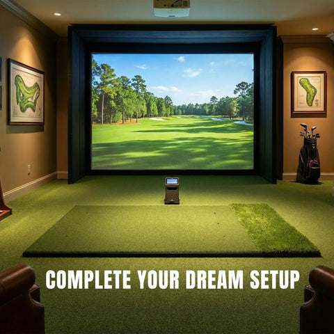 Ultra Thick Premium Golf Mat With 20mm Base For Indoor Or Outdoor Practice, Dual Turf, 5x4ft Size in home golf simulator setup