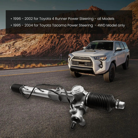 High-Performance Power Steering Rack And Pinion Assembly For Toyota Tacoma 1995-2004 Models including 4Runner, parts displayed.