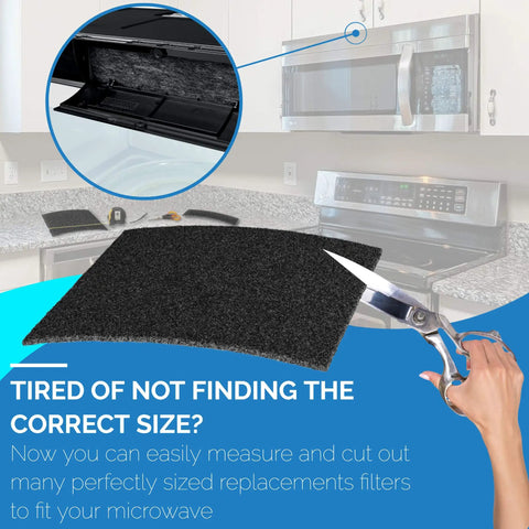 Universal Microwave Charcoal Filter Replacement For Over The Range Hoods Cut To Fit 14.2 By 17.2 By 0.40 Inches in kitchen