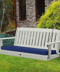 Outdoor Bench Cushions 48 By 18 Inch Thick Waterproof Porch Swing Cushions With Ties Navy For Patio Furniture UV FadeShield Tech 5 Year Colorfast Weatherproof And Durable on white swing.