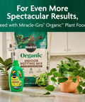 Organic Indoor Potting Mix With Smart Moisture Regulation Keeps Soil Balanced So Your Houseplants Stay Happy Not Flopped Or Parched Made With Premium Sphagnum Peat Moss For Strong Roots And Lush Growth Perfect For Any Indoor Garden Setup 16 Quarts with Miracle-Gro Organic Plant Food in a home setting.