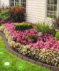 No Dig Garden Edging Kit 16 Feet With Interlocking Sections 2.75 Inch Height Decorative Lawn Border For Yard And Flower Beds Durable Weatherproof Poly Includes 26 Stakes Bendable Stone Like Border edging along colorful flower garden