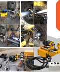 INTSUPERMAI portable line boring machine with yellow frame and silver rods, 110V, for engine block repair.