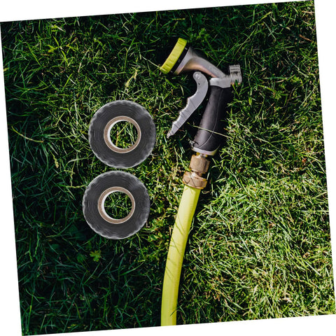 Heavy Duty Waterproof Leak Repair Tape For Plumbing, Strong Adhesive Rubber Sealant with hose on grass