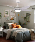 Dope 40 Inch Indoor Ceiling Fan With LED Light Remote Control White Finish above modern bedroom
