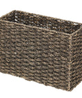 Rustic Farmhouse Woven Seagrass Toilet Paper Holder Basket Large 6 Roll Storage Organizer For Bathroom Counter Or Top Of Toilet Black Wash Finish