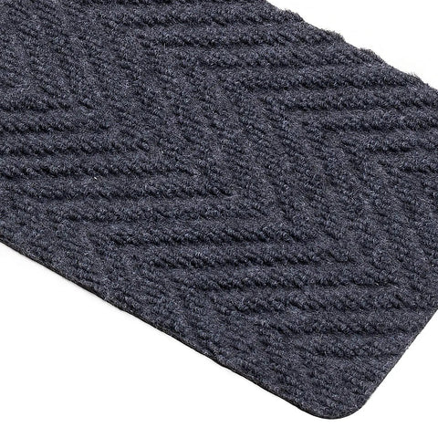Close-up of Non Slip Stair Treads 32 By 8 Inches Carpet Mats For Wooden Steps Indoor And Outdoor Grey Set Of 14 Rubber Anti Slip Rugs.