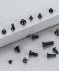 Assortment of tiny carbon steel cross screws from 450 Piece Eyewear Repair Kit With Tiny Screws And Screwdriver Perfect For Glasses Sunglasses Watches.