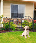 Sturdy Rustproof Garden Fence Panels 11ft Long By 21in High 10 Pack No Dig Metal Fence For Yard Dog Barrier Pet Safe Outdoor Border Decorative Garden Edging For Flower Beds Patio And Lawn installed in garden