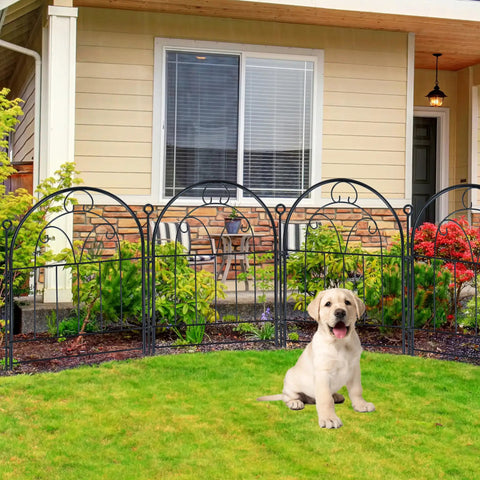 Sturdy Rustproof Garden Fence Panels 11ft Long By 21in High 10 Pack No Dig Metal Fence For Yard Dog Barrier Pet Safe Outdoor Border Decorative Garden Edging For Flower Beds Patio And Lawn installed in garden