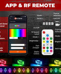 Five Sided RGB Rock Lights Kit app remote control for trucks Jeep UTV SUV ATV golf cart with music mode and brightness settings