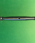 Top Shelf Marine Grade 316 Stainless Steel Turnbuckle Rigging Screw With Jaw To Jaw Ends M6 Quarter Inch viewed from above.