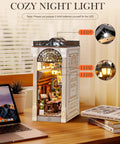 DIY Book Nook Kit European Arcade Street Scene With LED Lighting 3D Wooden Puzzle Miniature House on bookshelf