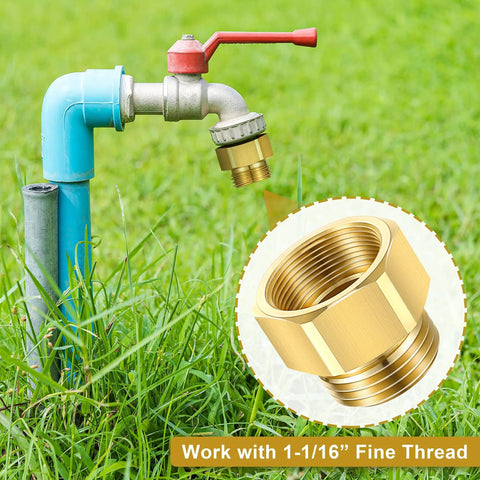 Brass Hose Bib Adapter One And Sixteenth Inch Fine Thread Female Vacuum Hose Bib for garden connections on blue faucet